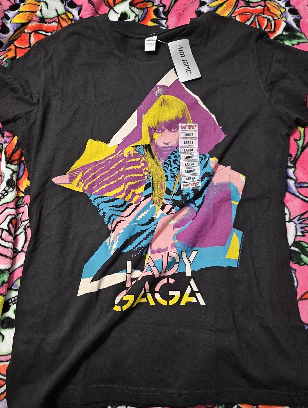 Hot Topic Black Lady Gaga Pop Art Graphic Tee